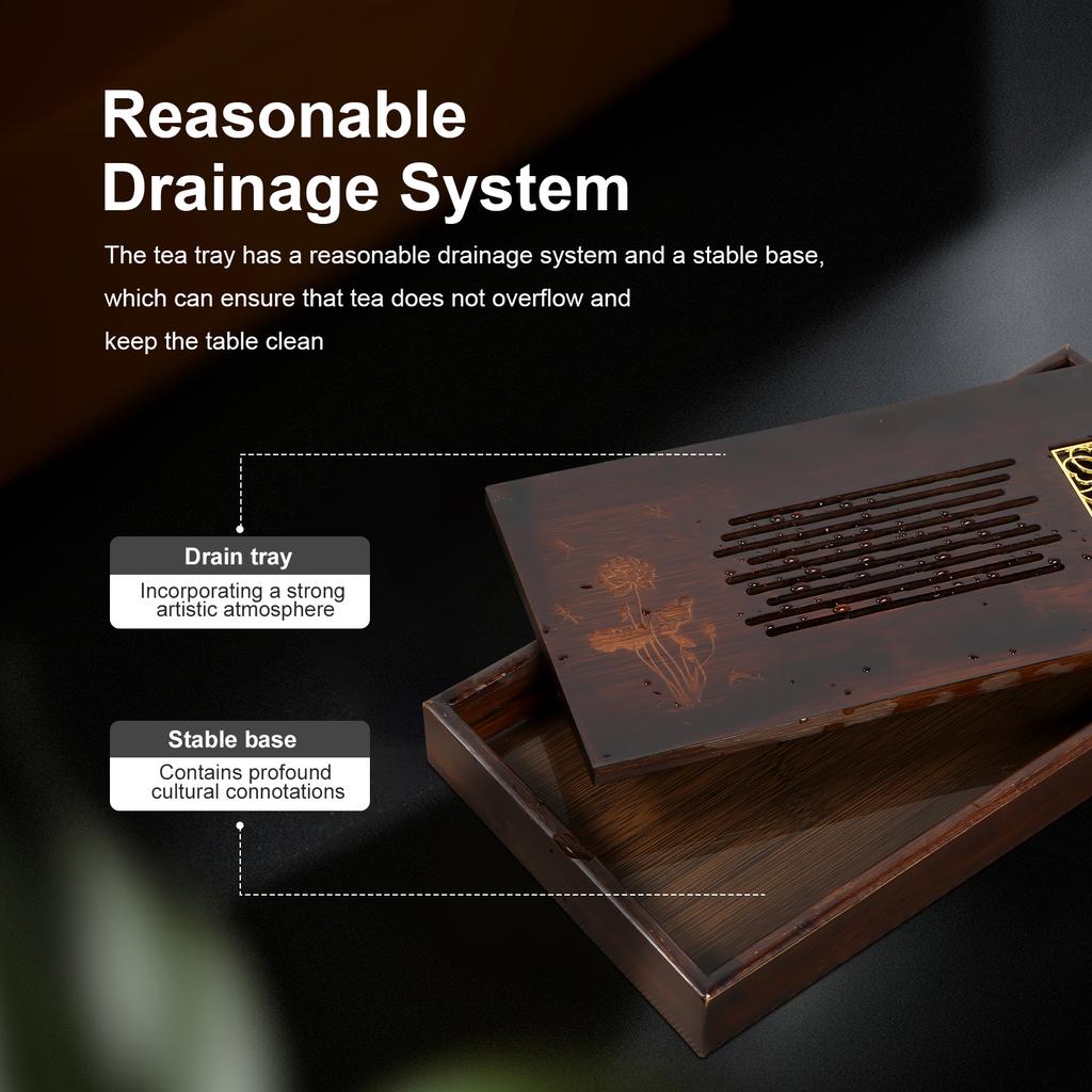 Бамбуковый чайный поднос Маленький бытовой поднос для подачи чая Портативный набор для чая Кунг-фу Водосборник Дренаж Простая прямоугольная чайная доска