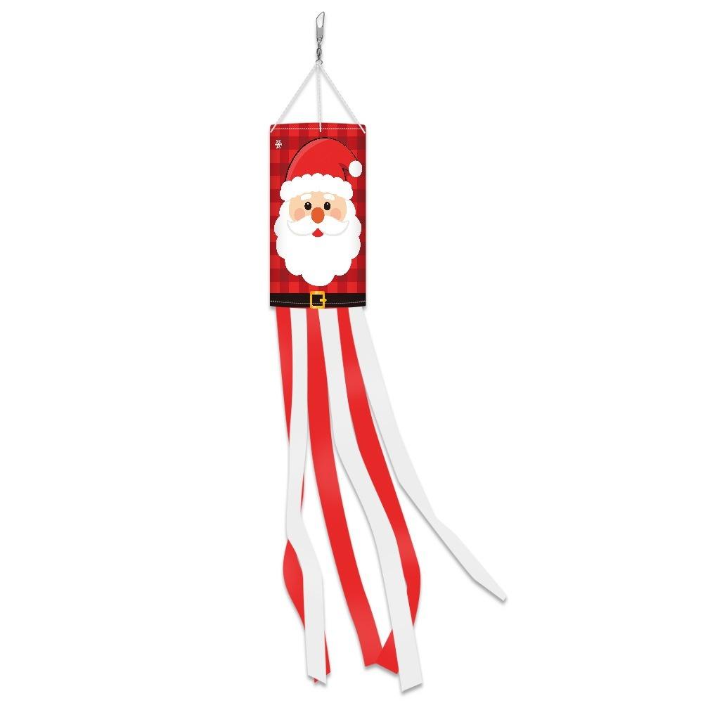 Polyester Fabric Christmas Windsock Flag Santa Snowman Christmas Yard Decor Hanging Banner Party