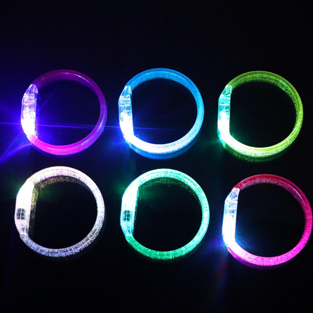 2pcs Light Up LED Bracelets Flashing Glowing Wrist Band Blinking Bangle Party Fun&