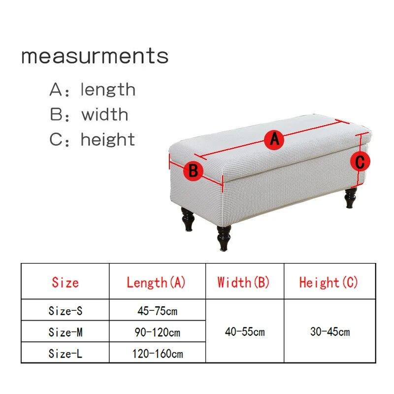 Solid Color Storage Ottoman Covers Rectangle Elastic Bedside Footstool Cover Non-Slip Polar Fleece Footrest Seat Bench Slipcover