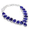 Natural Sapphire(Simulated) 925 Sterling Silver Jewelry Necklace 18" S3Q09