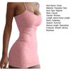 Women Slip Dress for Club Party Beach Spaghetti Strap Sheath Slim Fit Dress Sleeveless Backless Strappy Dress Solid Color Summer Mini Dress