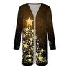 Женский кардиган с рождественским принтом и длинными рукавами спереди, легкая куртка с принтом