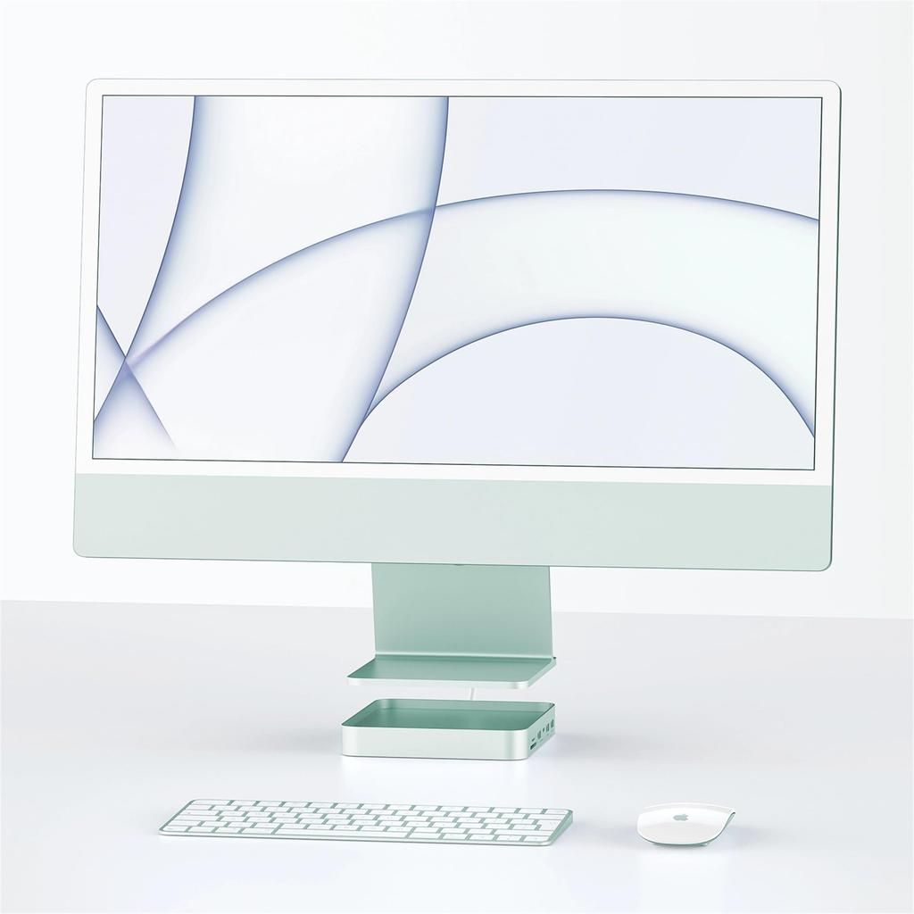 PULWTOP 7-в-1 USB-C хаб для iMac 24 дюйма Аксессуары для iMac USB-хаб со слотом для NVMe SSD Не 1 x Gen 1 x Gen 2 x Кардридер Зеленый 2021/2023 M1/M3 M.2