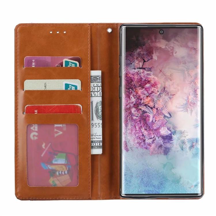 Применимо к чехлу для мобильного телефона Samsung Note10 +, чехол-книжка для мобильного телефона с вставкой для карты и ретро-узором из кожи