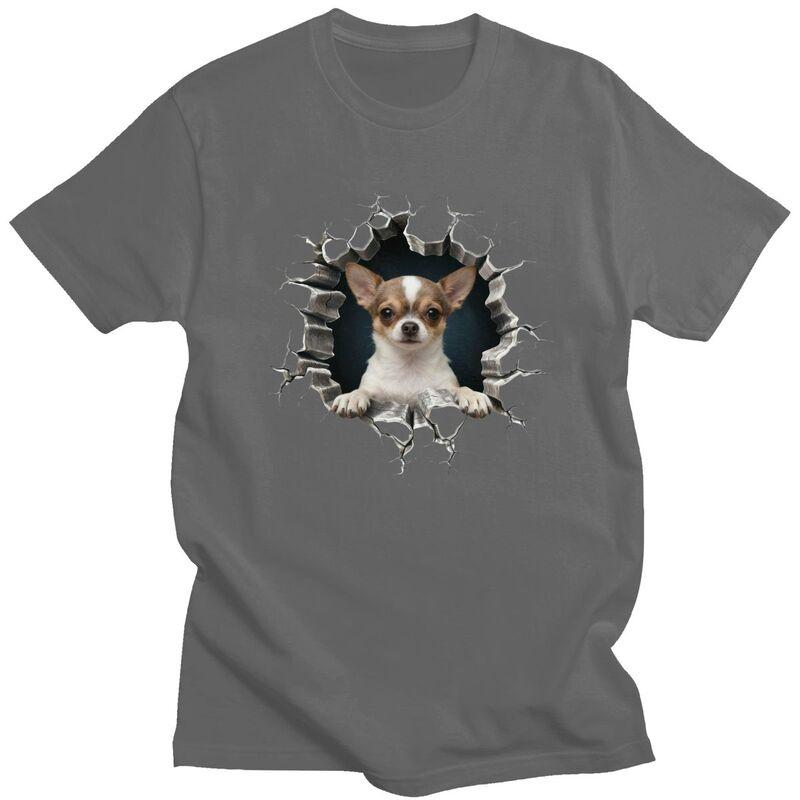 Breaking Through Chihuahua T Shirts Men ShortSleeve Dog Lover Tshirt Casual Tee For Husband100 Cotton Slim Fit Tshirt