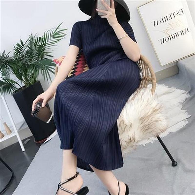 Женское высококачественное темпераментное летнее платье с воротником и юбкой, модная свободная одежда больших размеров для вечеринок, плиссированные платья