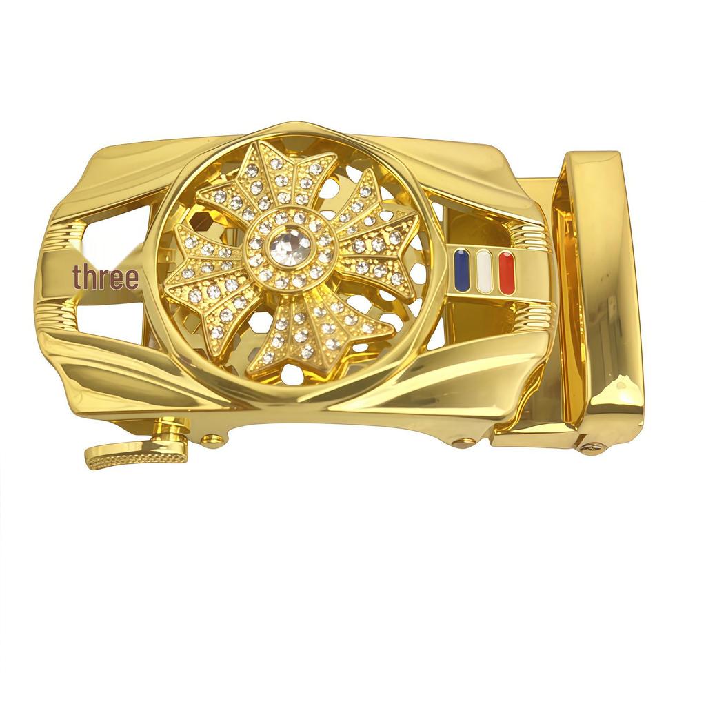 Agate Gemstone Rhinestone Automatic Belt Buckle, 3.5mm Inlaid, Single Head for Pants