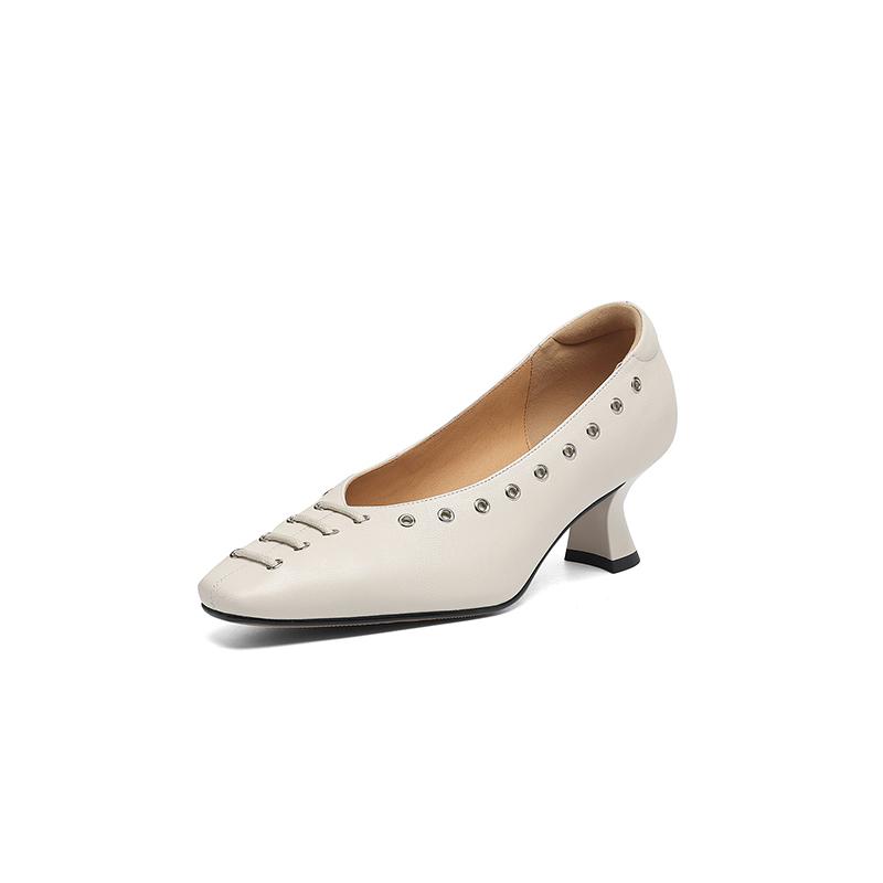 Модная новая весенне-осенняя женская обувь из натуральной кожи, туфли с квадратным носком, модная лаконичная обувь, туфли на высоком каблуке, женские туфли-лодочки ручной работы