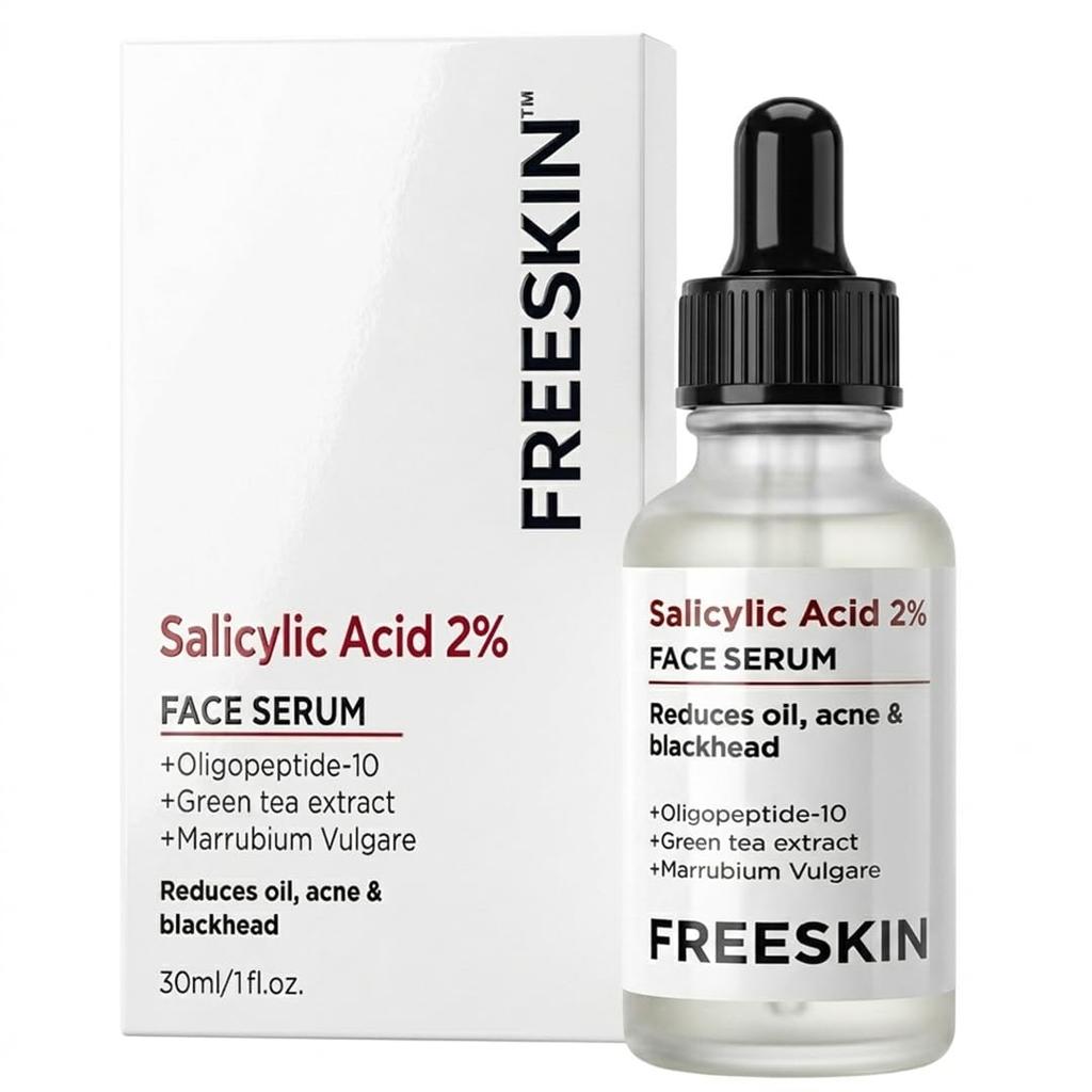 Сыворотка для лица Freeskin с 2% салициловой кислоты для контроля жирности, удаления черных точек и ухода за проблемной кожей | Улучшение текстуры кожи, увлажнение и восстановление | Подходит для всех