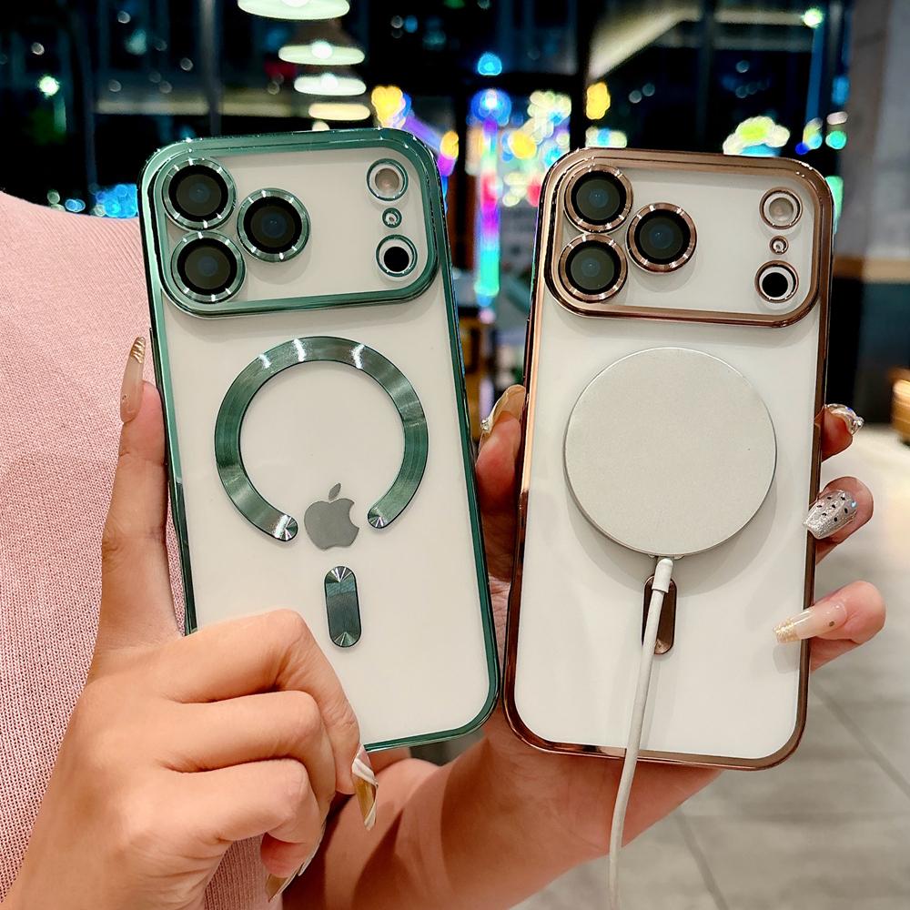 KEYSION Магнитный чехол с покрытием для MagSafe для iPhone 17 Pro Max 17Air Прозрачный ТПУ Противоударный чехол для телефона с защитой объектива