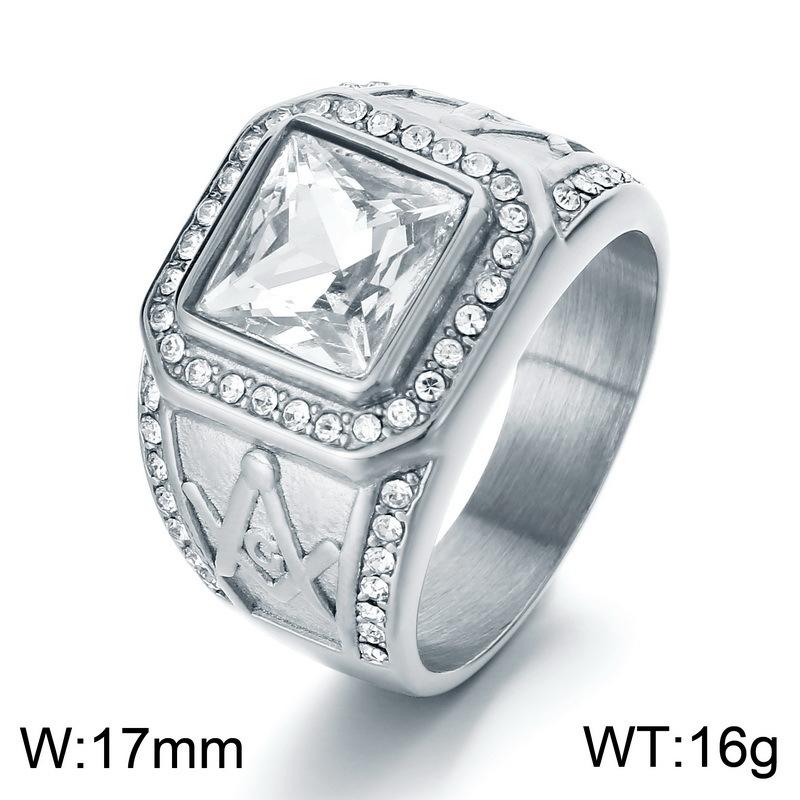 Trendy Men's Diamond-set Men's Ring with Colored Gemstones