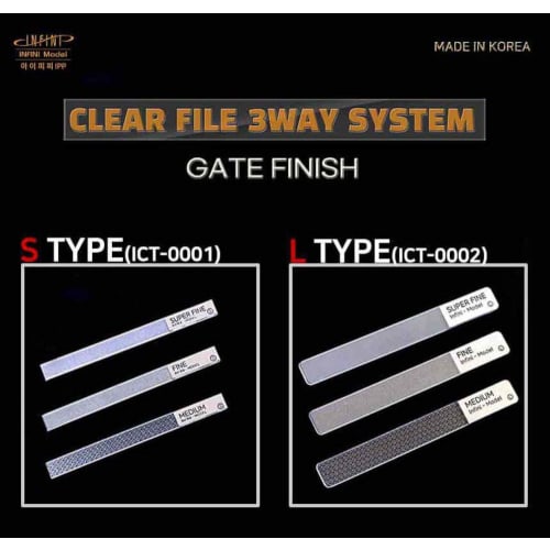 Infini Model Glass File Set (Large) 3-Piece Set for Plastic Models (ICT0002)