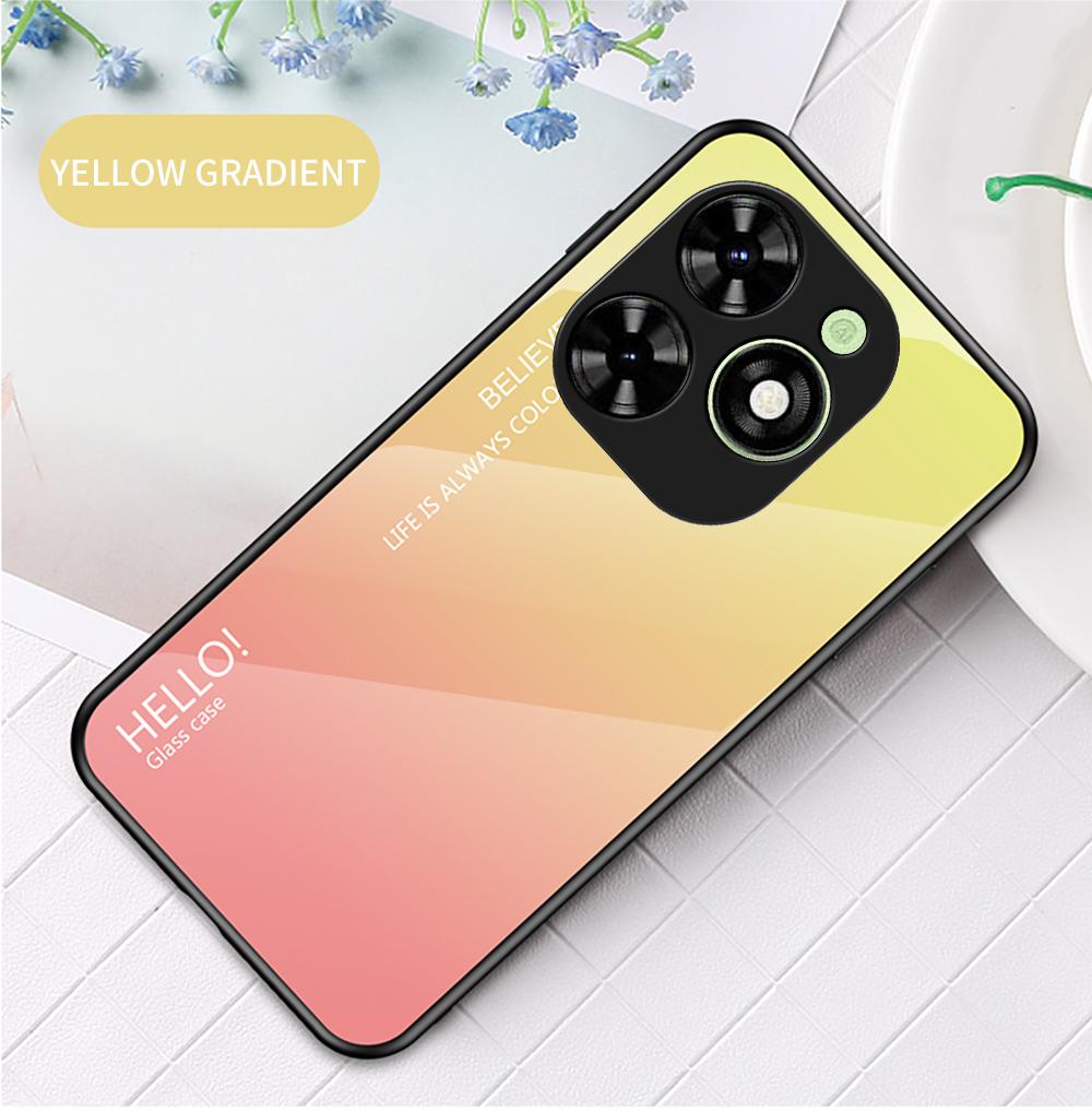 For Infinix Hot 40i Hot40i Case Gradient Aurora Tempered Glass Soft Frame Back Cover Phone Case