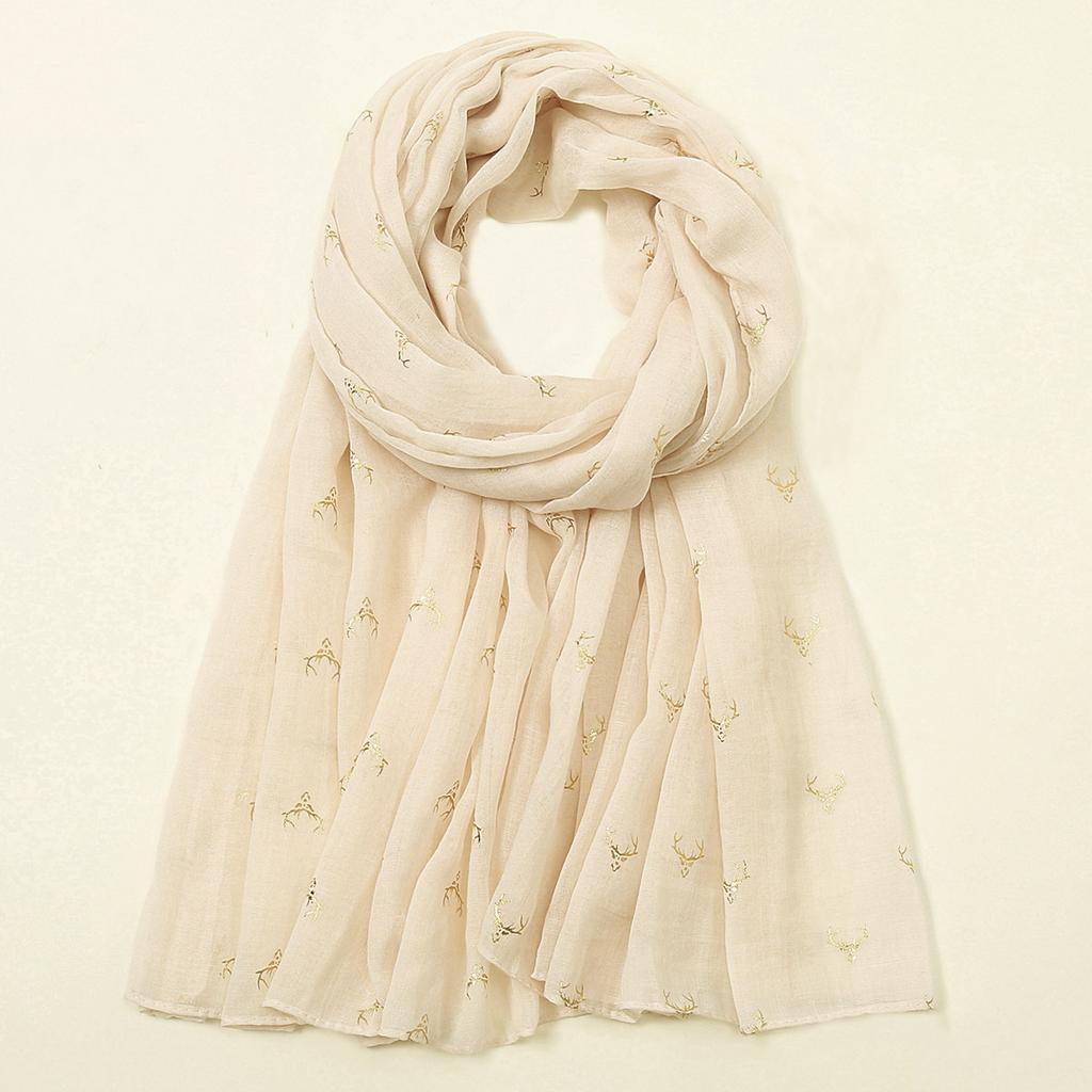 Cotton and Linen Scarf for Women In Spring Autumn and Winter Long Thin Silk Scarf Korean Version Versatile and Fashionable Beige Shawl