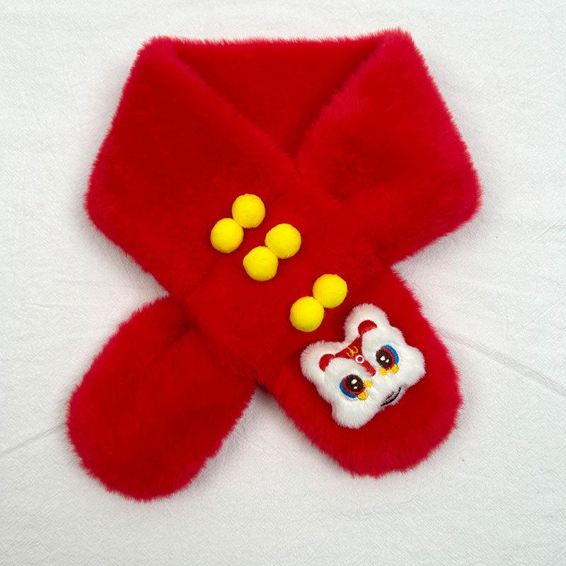 Children's Festive Winter Scarf - Warm, Thick Chinese Style Neck Gaiter for Boys and Girls