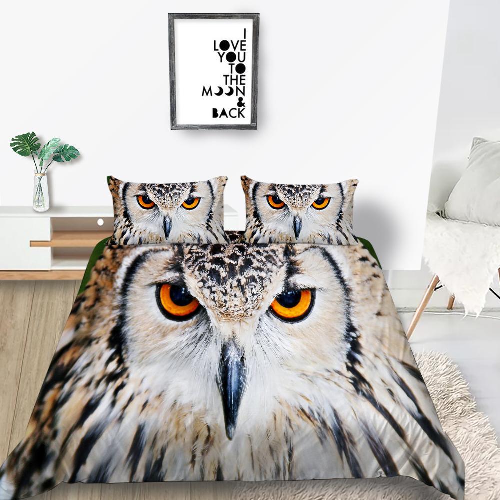 Комплект постельного белья с 3D принтом совы, одеяло и наволочка для спальни, материал из микрофибры, 2/3 предмета, украшение для постельного белья