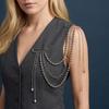 Women Elegant Luxury Pearl Pin Corsage Vintage Multi-Layer Long Tassel Chain Brooch Safety Pins Party Jewelry Gift