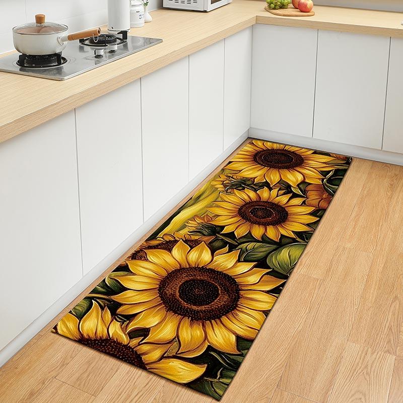 Sunflower Carpet Flower Retro Area Floor Mat Suitable for Living Room, Bedroom, Office Door Mat Modern Home Decoration Mat Bathr