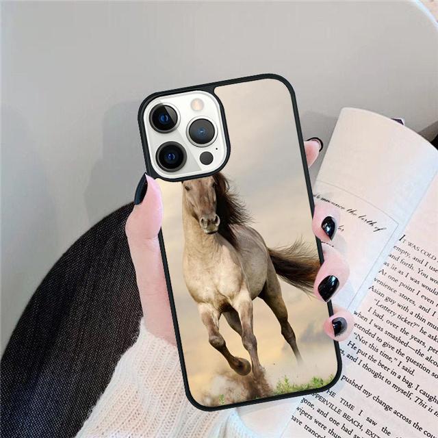 Черный Сильный Красивый Конь Жеребец Чехол Для iPhone 17 Air 15 16 14 13 12 Pro Max 11 Pro Max Plus Чехол Для Телефона Coque