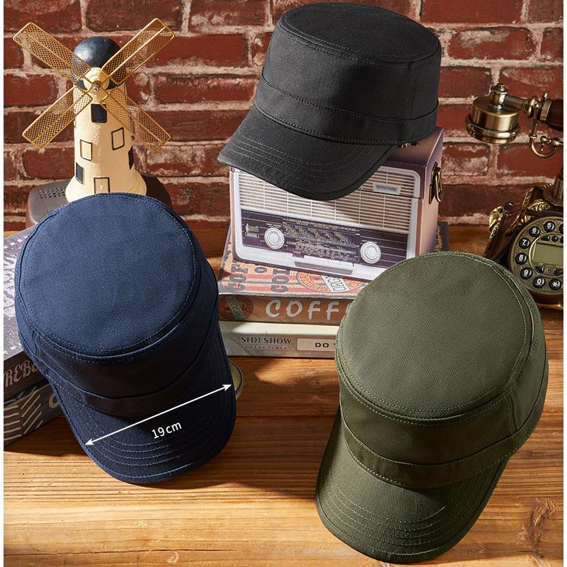 Retro Flat Top Baseball Hat for Men Women Big Size Sun Cap Adjustable Outdoor Visor Dailywear Solid Black 58-62cm