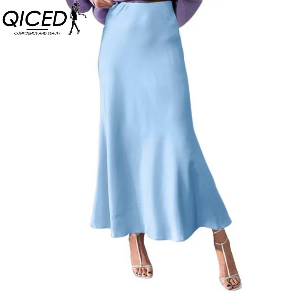 QICED Женская Мода Повседневная Однотонная С Принтом Летняя Весенняя Юбка