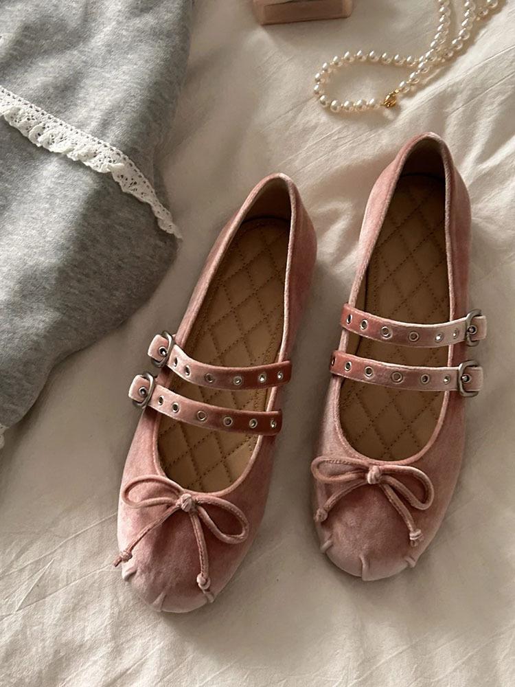 Версия из овчины~ бархатные туфли Мэри Джейн на плоской подошве женские весенние новые с двойной пряжкой и бантом балетки ретро одинарные туфли
