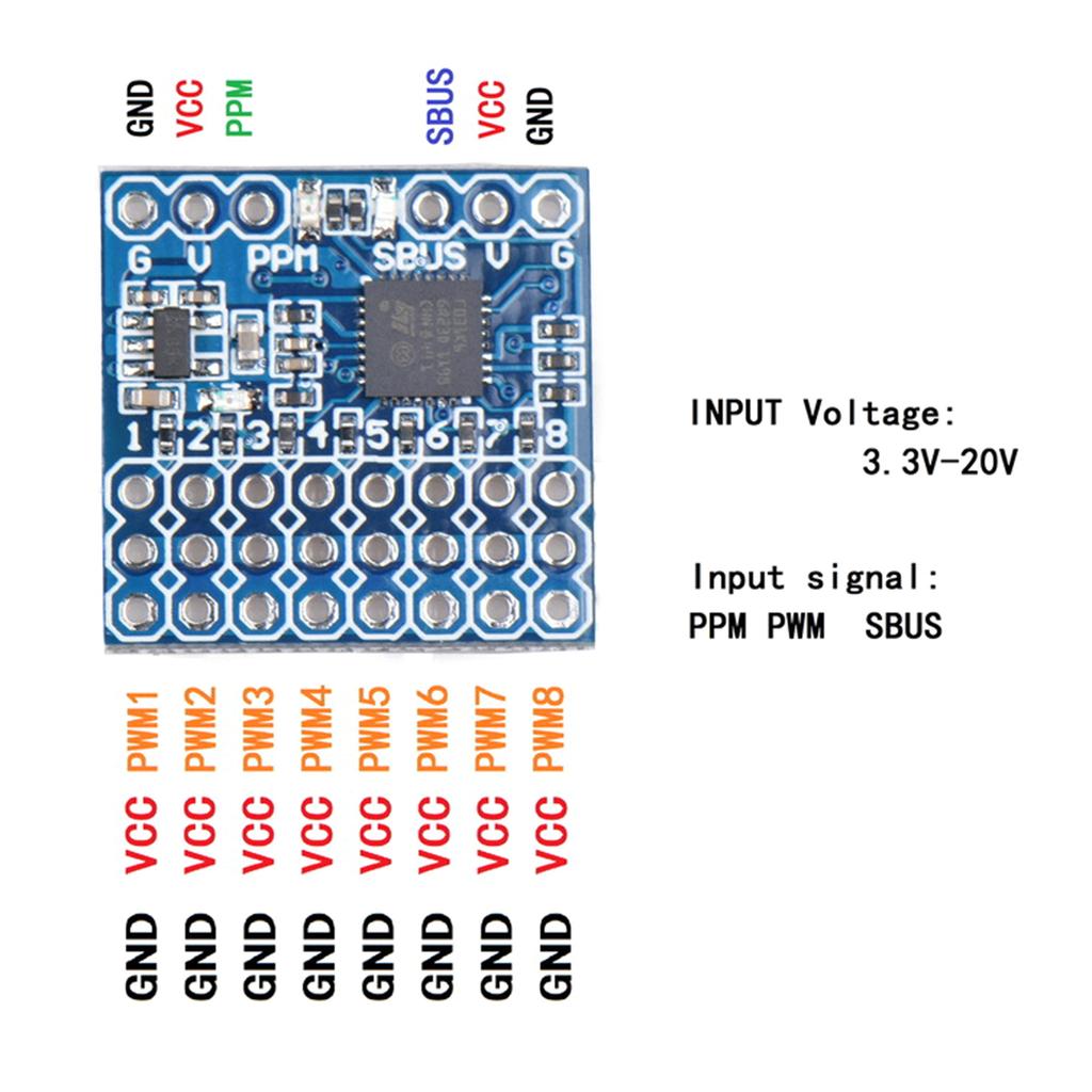 8-канальный PWM PPM SBUS модуль преобразования сигнала адаптер преобразователь входного напряжения 3,3-20 В для дистанционного управления дронами Airpanle