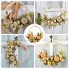 Wood Beads Artificial Flower Wreath for Front Door Spring Wreath for Wedding Valentines Indoor and Outdoor Decoration