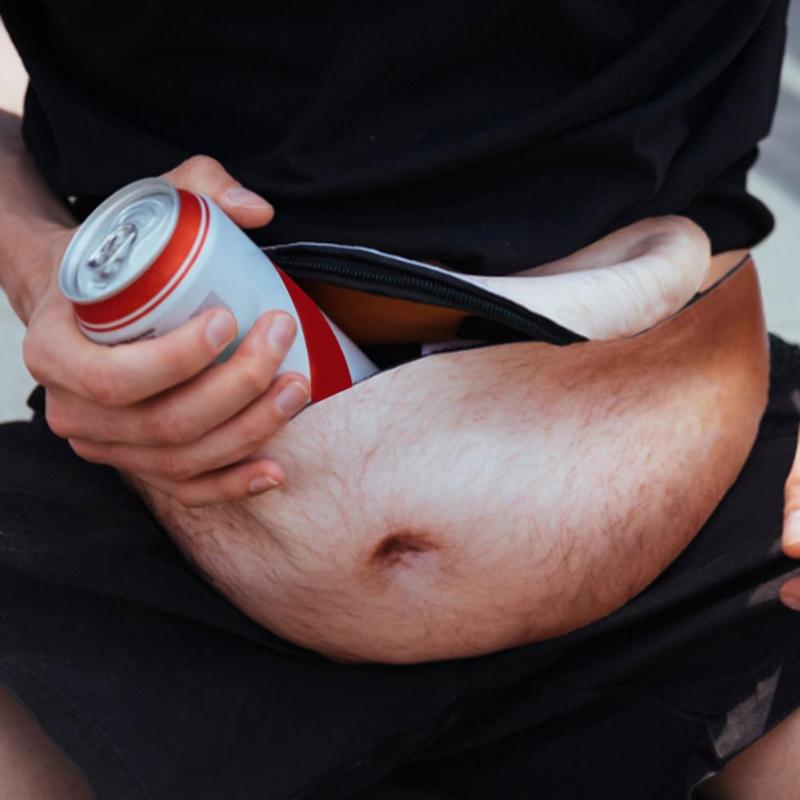 3D Beer Belly Waist Bag PU Novelty Anti-theft Organizer Pouch Fanny Pack