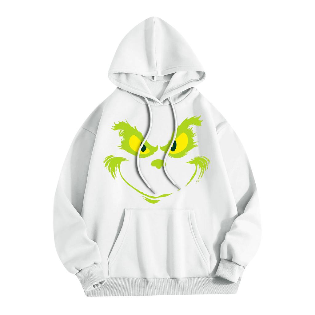 Женская модная повседневная толстовка с капюшоном и карманами с рождественским принтом