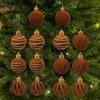 12pcs/Set Velvet Christmas Spheres Sparkling Christmas Tree Props  Wreaths Decor
