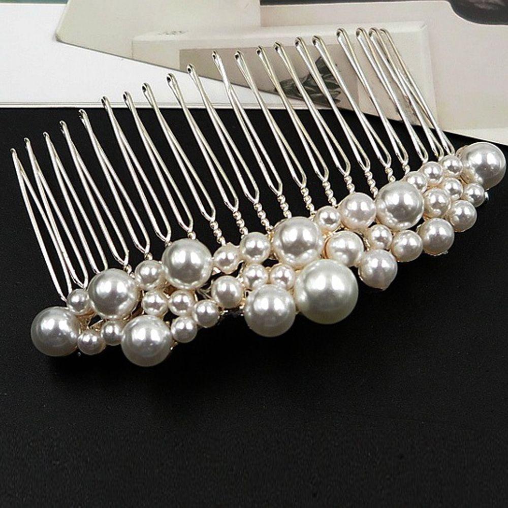 1 PC Prom Handmade Hair Ornaments Haircomb Pearl Hairpin Hairwear Bride Barrette Bridal Headpiece