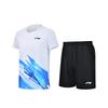 Li Ning Badminton Series Logo Легкие удобные шорты с коротким рукавом Повседневный спортивный комплект Унисекс комплекты AATU057-2