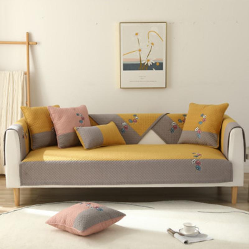 Универсальная хлопковая подушка для дивана с цветочной вышивкой Four Seasons, современная простая нескользящая диванная подушка, полотенце