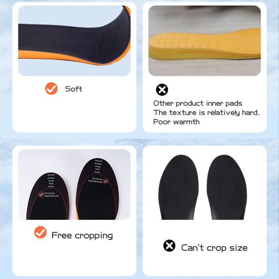 1 пара зимних электрических стелек с подогревом 3000 мАч, перезаряжаемые, 3 настройки температуры, управление через приложение