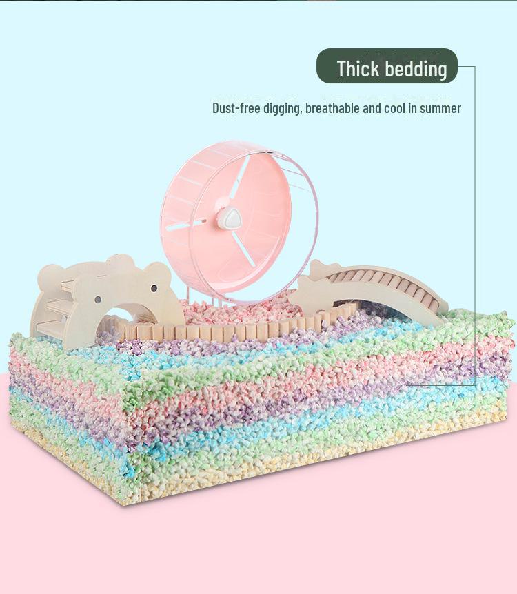 Бумажные гранулы Bukaxing Rainbow: Дезодорирующий наполнитель для хомяков и хлопковые опилки - 1 кг