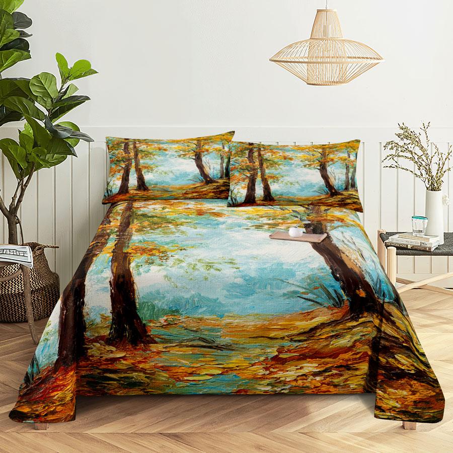 Comforter Scene Bed Sheet And Bedding Linens Queen King Double Size 220X240 Trees For Bedroom Soft Twin Full Single