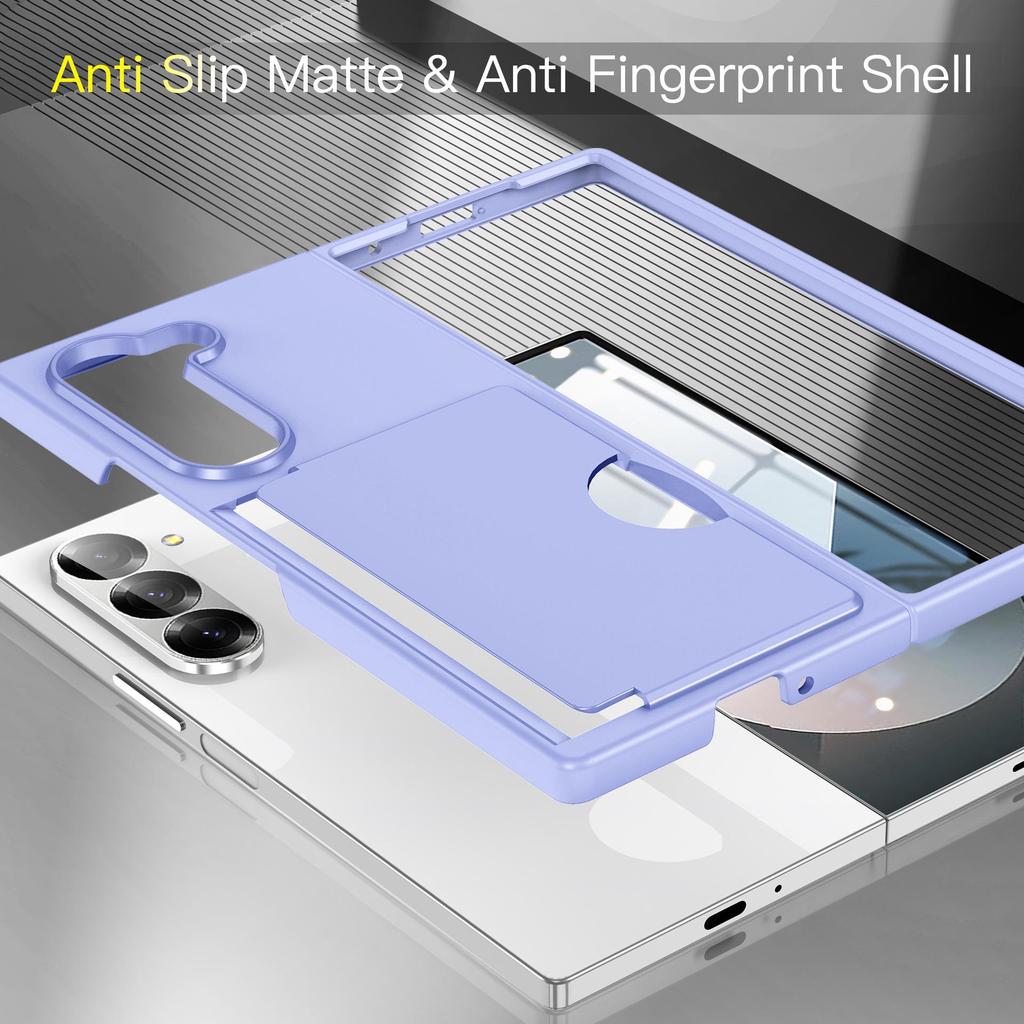 Прозрачный чехол-держатель для карт и подставка Samsung Z Fold7 - Матовый защитный дизайн для складного экрана