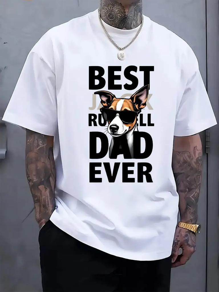 Jack Russell Terrier Dad Graphic T-shirt - "Best Jack Russell Dad Ever" Print