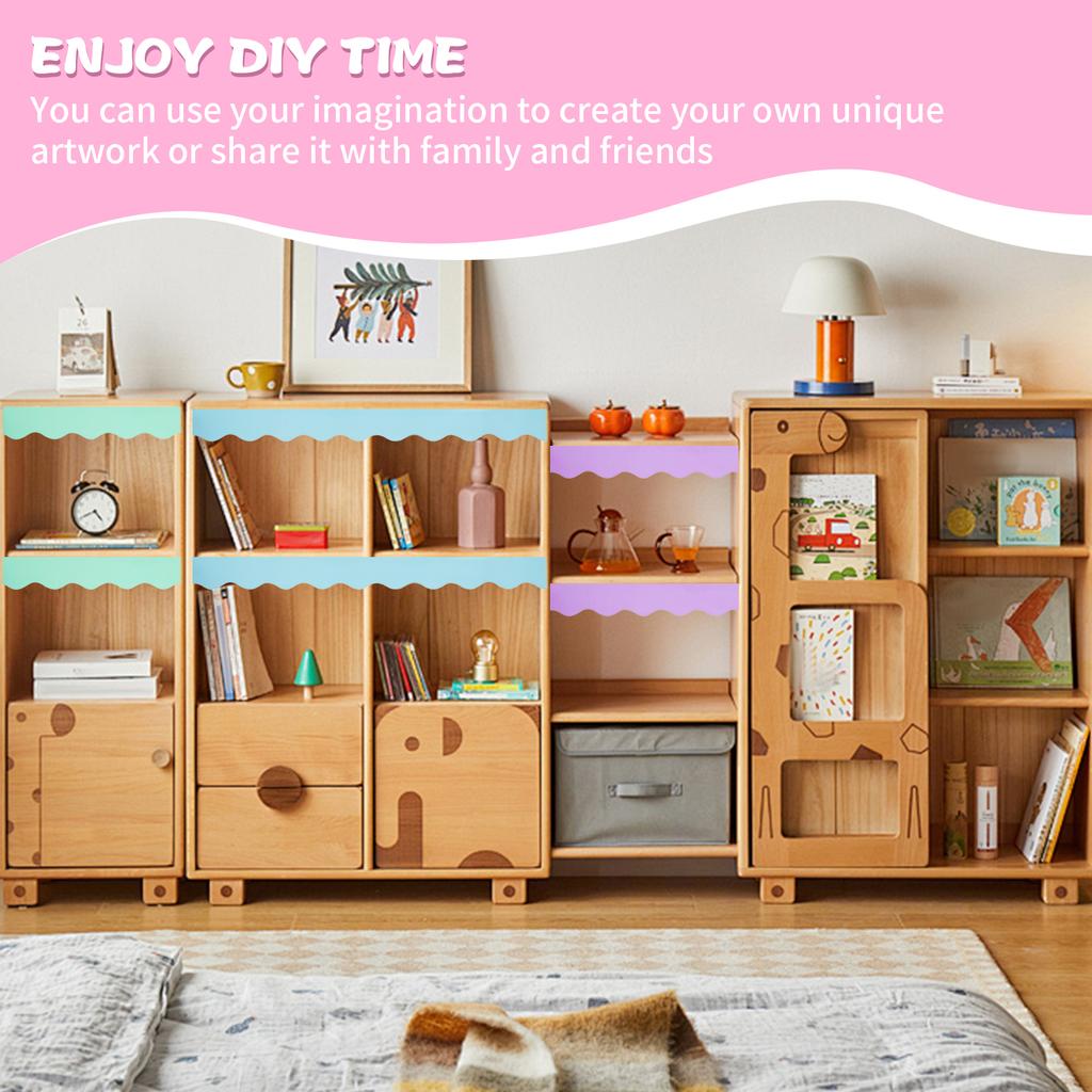 6 Rolls Colorful Bulletin Board Borders Waterproof Scalloped Bulletin Border Trim DIY Freely Cutting Crafts Decorative Paper