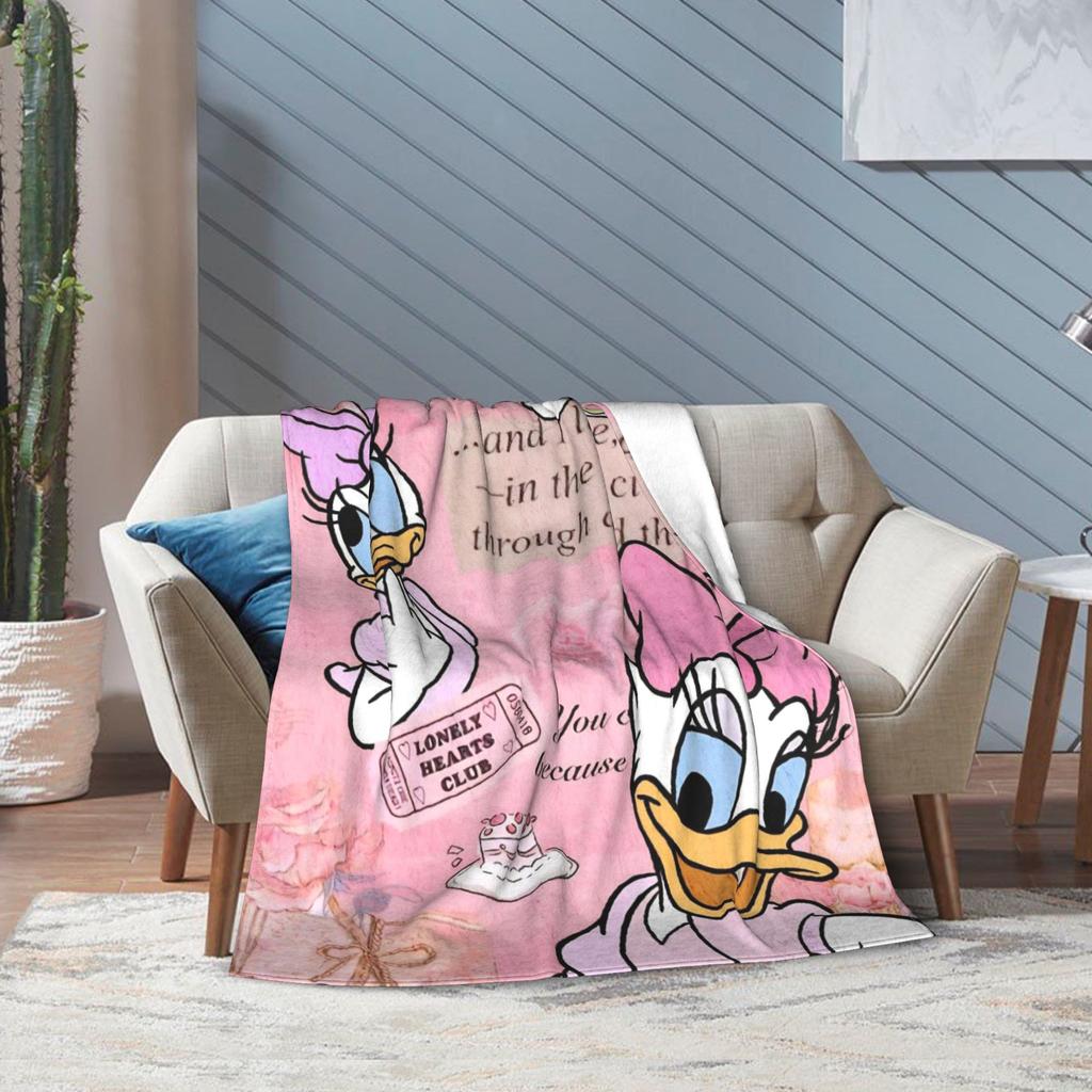 Funny Cute Daisy Duck Blanket Multiple Sizes Warm Cozy Fluffy Throw Blankets for Sofa Couch and Bed