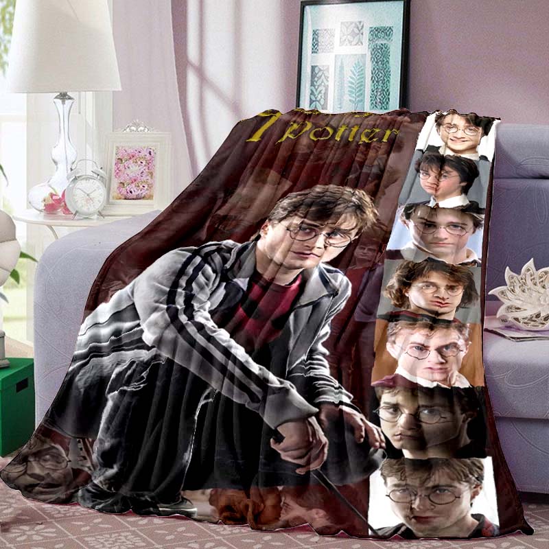Harry Potter Print Blanket Warm Comfortable Flannel Blanket for Bedrooms, Sofas, Beds, Chairs, Picnics, Travel -LXR31