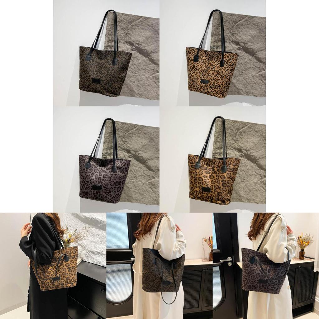 Стильная вместительная сумка-тоут для женщин с шикарным леопардовым принтом для осени и зимы