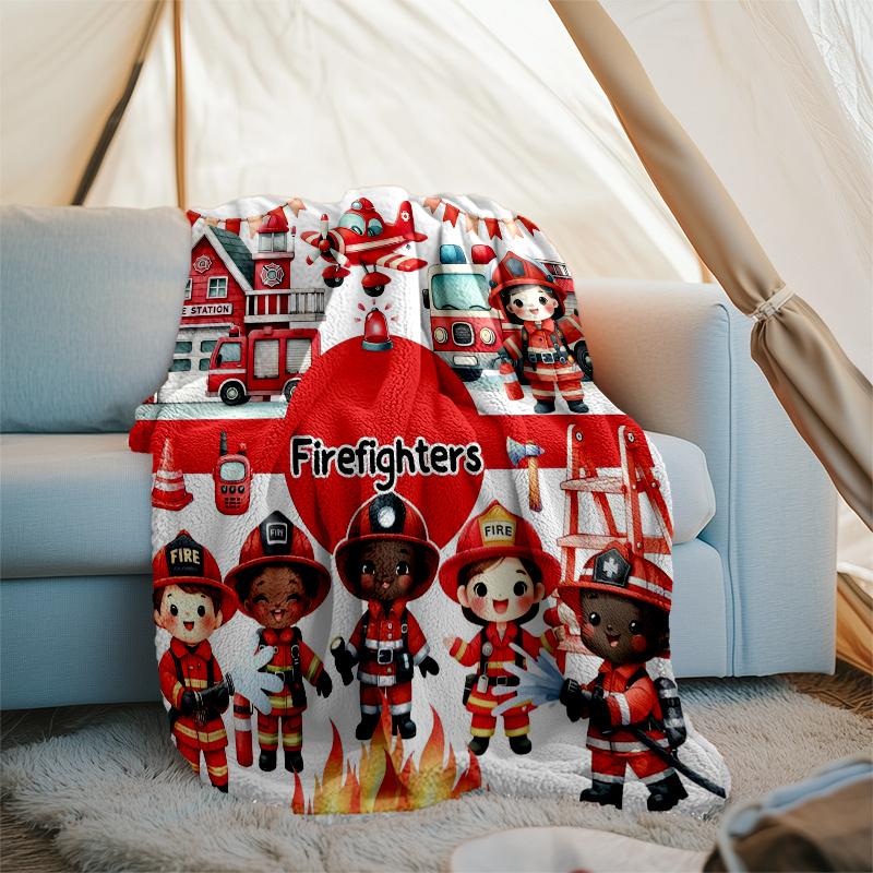 fire truck Theme Printed Blanket,Perfect for Couch, Bed, Travel & Outdoor Use | Machine Washable, Cozy & Durable.