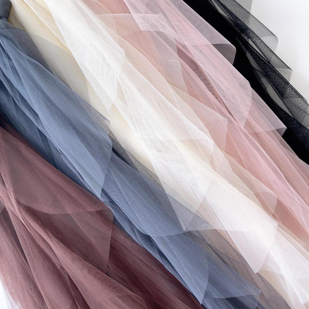 2023 Women's Irregular A-Line Pleated Gauze Skirt with Tassels