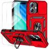 Protective Case for iPhone 17 - BRAND - Red - Shockproof - With Ring - Sliding Camera Protection