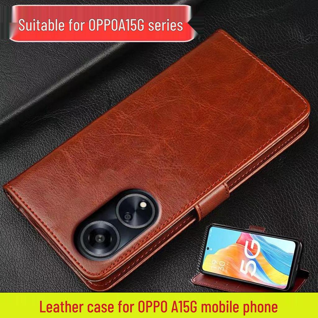 Совместимый кожаный чехол-книжка с узором Crazy Horse для OPPO A1, iPhone 14 Pro, XR и Xiaomi 6
