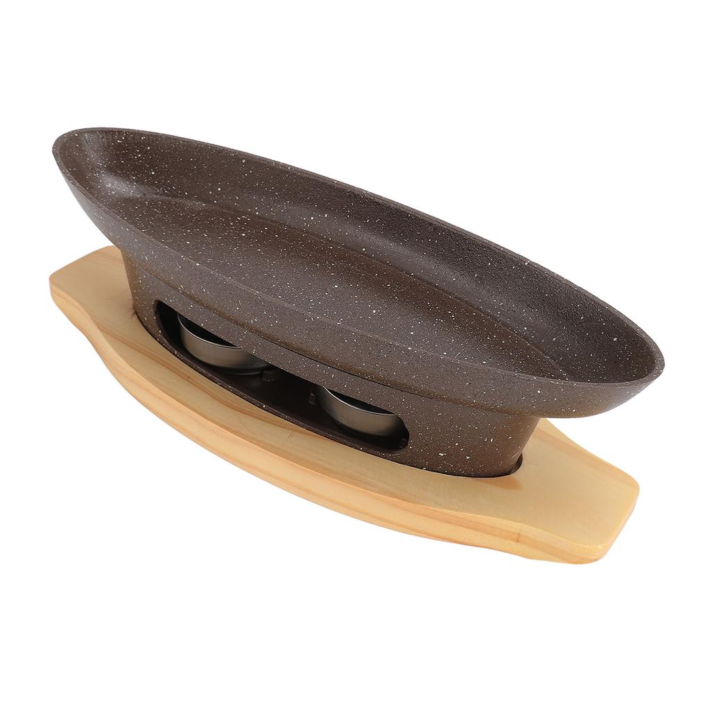 Сковорода-гриль для плиты в форме лодки из алюминиевого сплава с антипригарным покрытием для рыбы и спиртовой плитой для