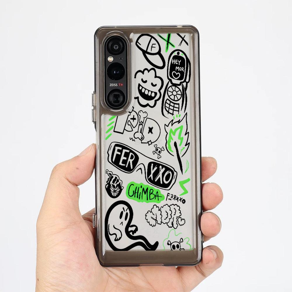"""Граффити""" Жесткий прозрачный чехол для телефона для Sony Xperia 1 V VI VII VIII Xperia 5 V Xperia 10 V VI VII / Ударопрочный чехол Sony"""
